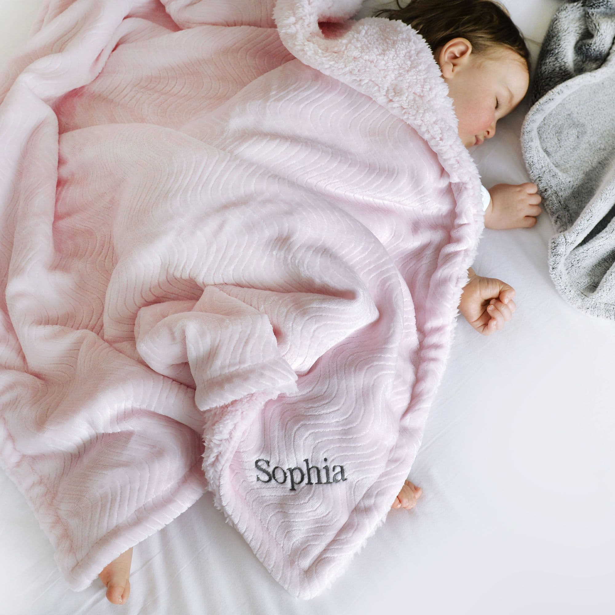 Personalised Pink Sherpa Baby Blanket