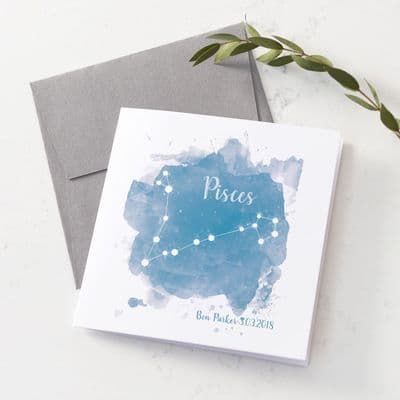 Personalised Pisces Star Sign Card