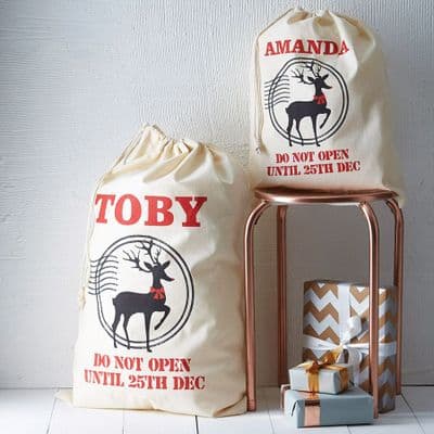 Personalised Reindeer Christmas Sack