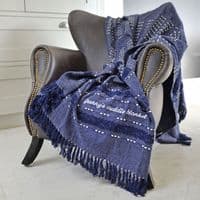 Personalised Royal Blue And White Tassel Blanket