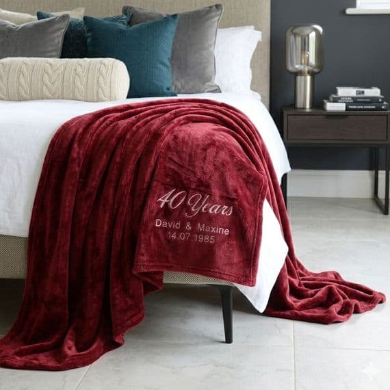 Personalised Ruby Anniversary 40 Years Married Blanket