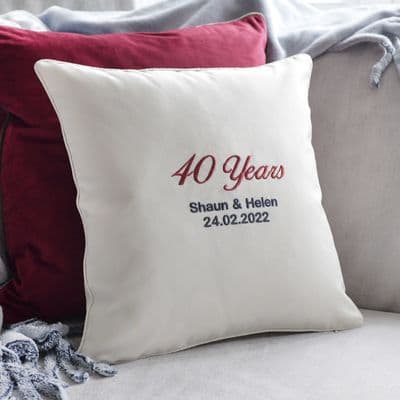Personalised Ruby Anniversary Embroidered Cushion