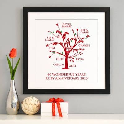 Personalised Ruby Anniversary Family Tree Art