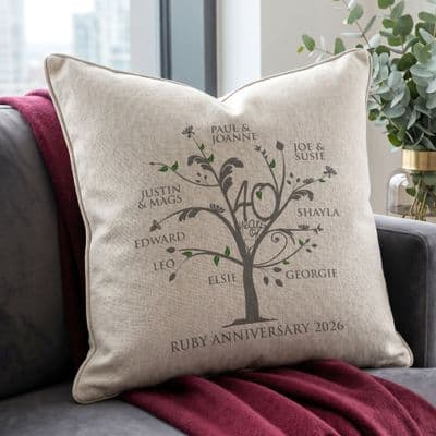 Personalised Ruby Anniversary Family Tree Cushion
