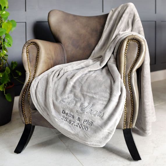 Personalised Silver Anniversary 25 Years Married Blanket