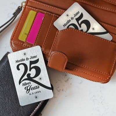 Personalised Silver Anniversary Silver Metal Cards Set