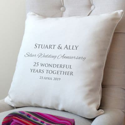 Personalised Silver Wedding Anniversary Cushion