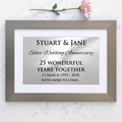 Personalised Silver Wedding Anniversary Framed Print