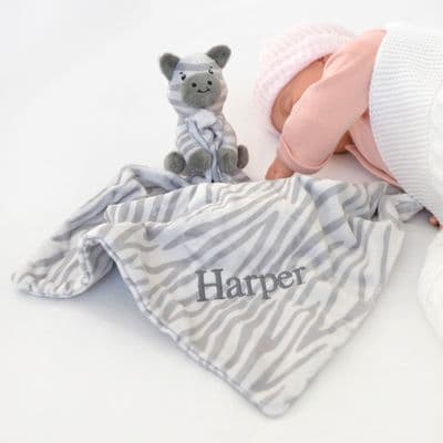 Personalised Snuggle Zebra Baby Comforter