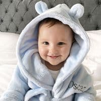 Personalised Soft Baby Blue Dressing Gown With Ears