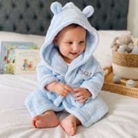 Personalised Soft Baby Blue Dressing Gown With Ears