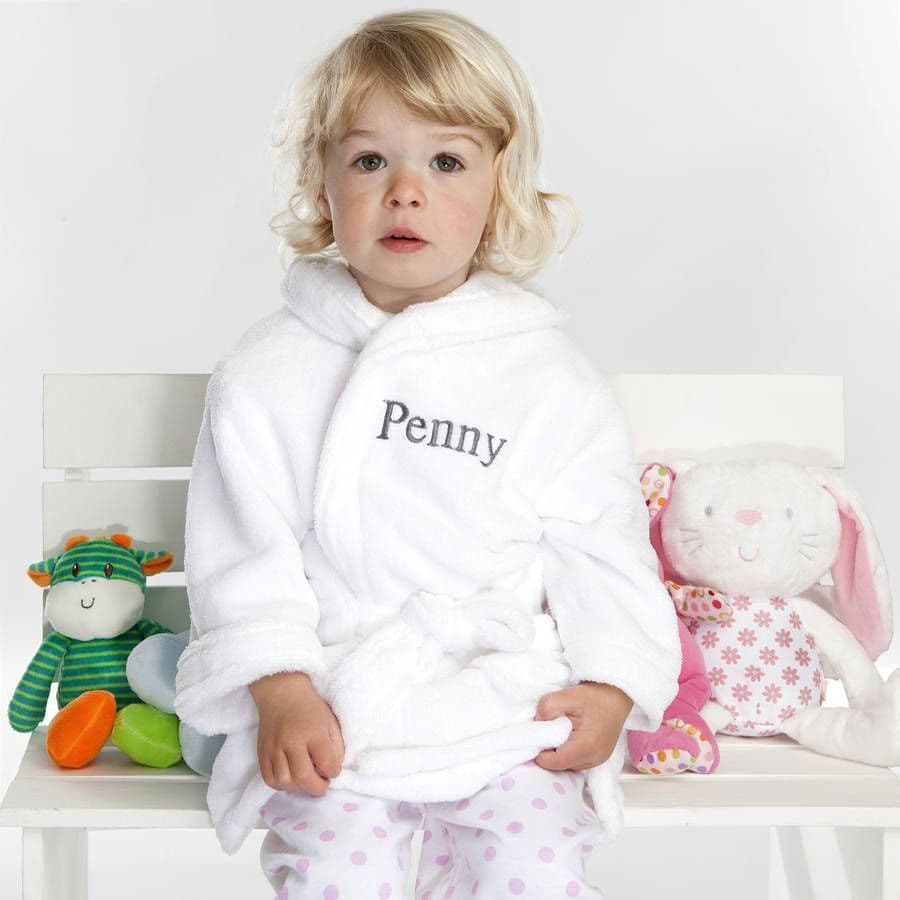 Personalised Soft Baby / Child s Dressing Gown In White