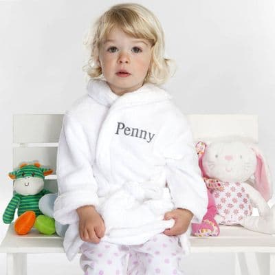 Personalised Soft Baby / Child's Dressing Gown In White