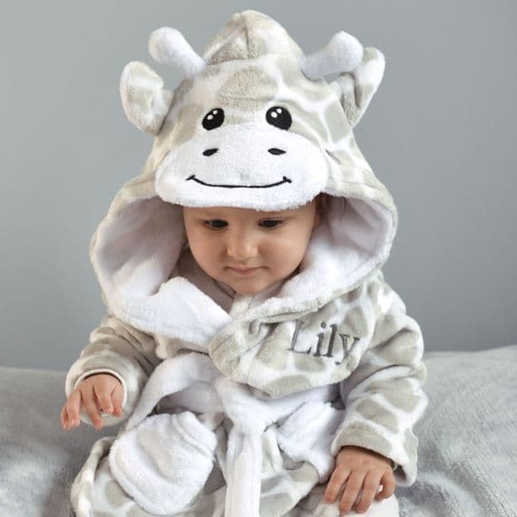 Personalised Soft Baby Giraffe Dressing Gown