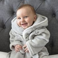 Personalised Soft Baby Grey Dressing Gown With Ears