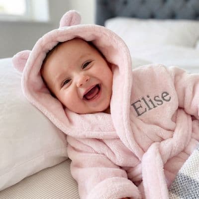 Personalised Soft Baby Pink Dressing Gown With Ears