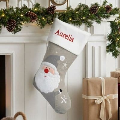 Personalised Stone Knitted Santa Christmas Stocking