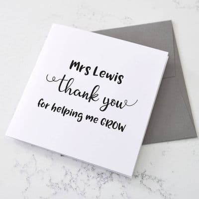 Personalised Thank You Teacher Card