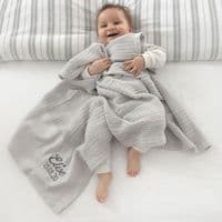 Personalised Twins Cellular Baby Blankets Set Of Two