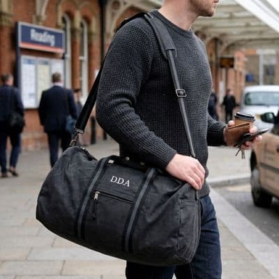 Personalised Vintage Overnight Holdall Black