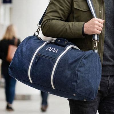 Personalised Vintage Overnight Holdall Blue