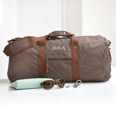 Personalised Vintage Overnight Holdall Brown