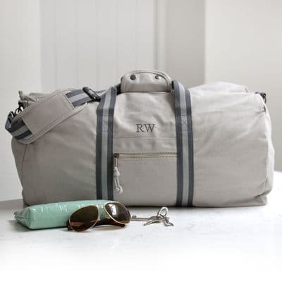 Personalised Vintage Overnight Holdall Grey