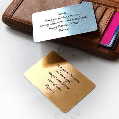 Personalised Wallet Or Purse Metal Message Cards