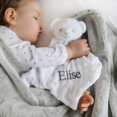 Personalised White Bobble Teddy Baby Comforter