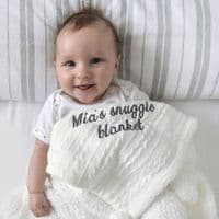 Personalised White Cable Knit Pom Pom Blanket