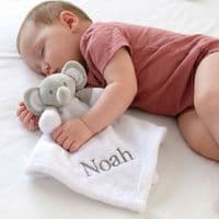 Personalised White Elephant Baby Comforter