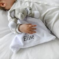 Personalised White Elephant Baby Comforter