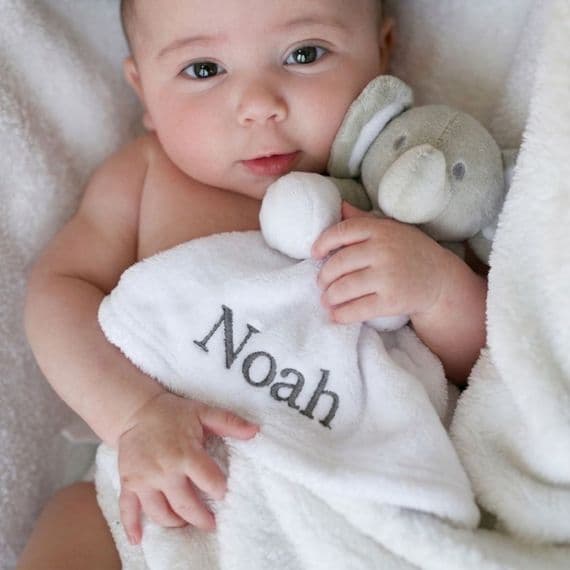 Personalised White Elephant Baby Comforter