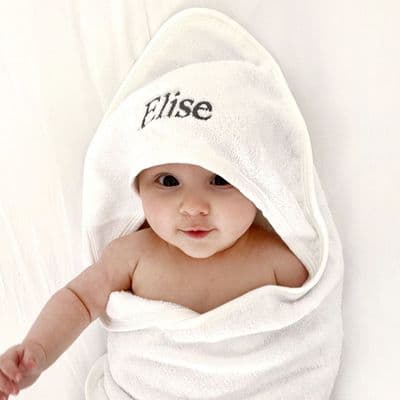 Personalised White Hooded Baby Towel