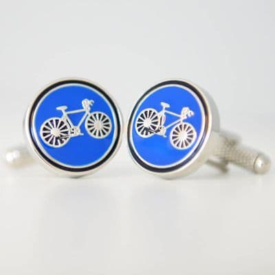 Round Bicycle Cufflinks Red Or Blue