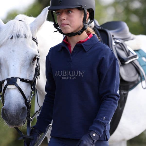 Aubrion Equestrian Button Sweatshirt - Young Rider, Midnight