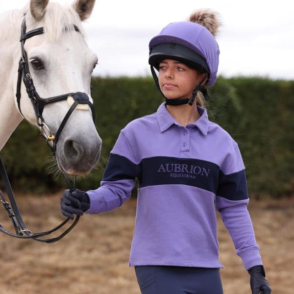Aubrion Equestrian Button Sweatshirt -  Young Rider, Midnight/Heather