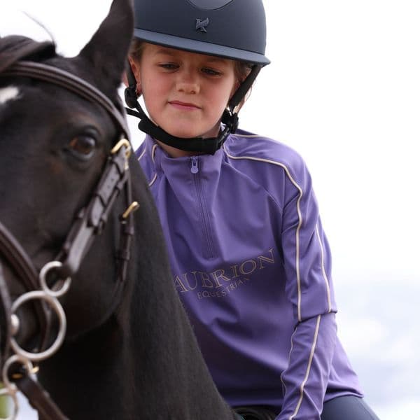 Aubrion Equestrian Long Sleeve Base Layer  - Young Rider, Heather