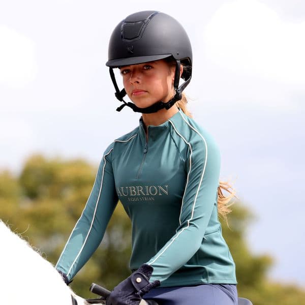Aubrion Equestrian Long Sleeve Base Layer  - Young Rider, Thyme