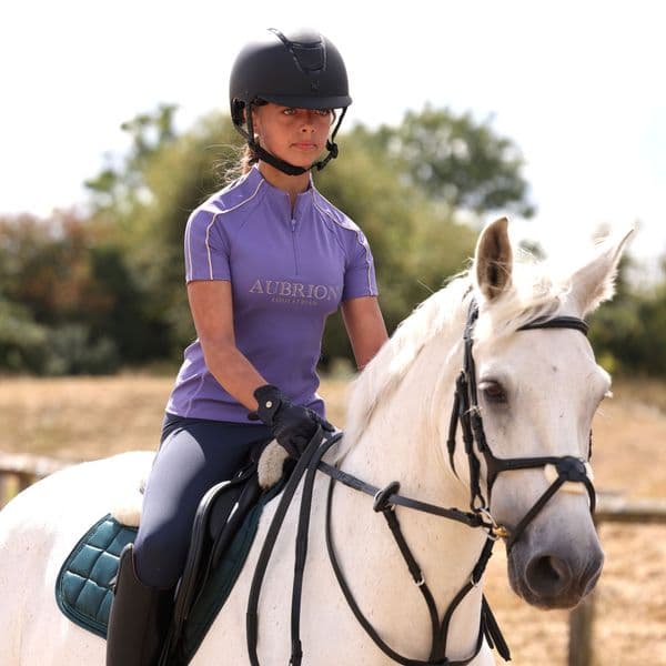 Aubrion Equestrian Short Sleeve Base Layer  - Young Rider, Heather