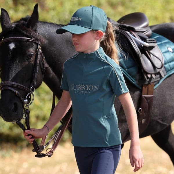 Aubrion Equestrian Short Sleeve Base Layer  - Young Rider, Thyme