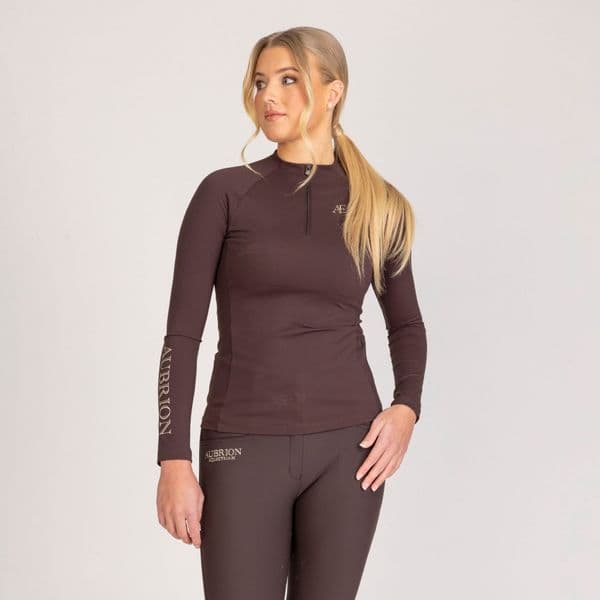 Aubrion Equestrian Winter Long  Sleeve Base Layer - Espresso