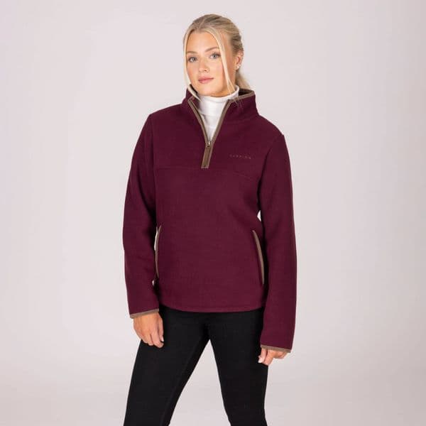 Aubrion Original Ladies Half Zip Fleece - Maroon