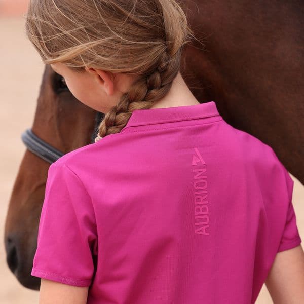 Aubrion React Tech Polo  - Young Rider, Fuchsia
