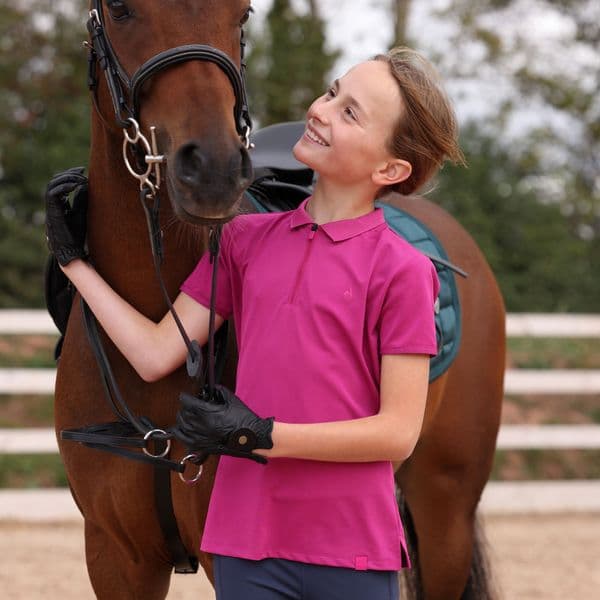 Aubrion React Tech Polo  - Young Rider, Fuchsia