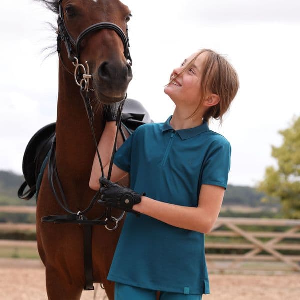 Aubrion React Tech Polo - Young Rider, Kingfisher (1)