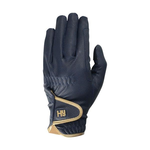 Hy5 Cottenham Elite Riding Gloves - Navy/Gold