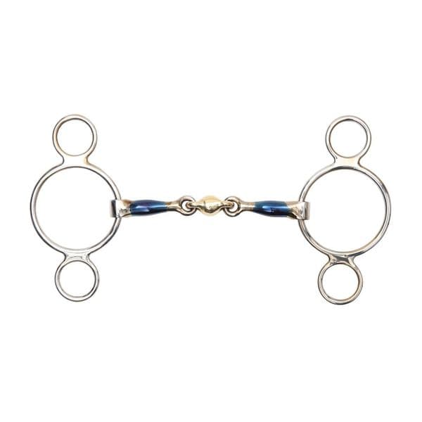 Shires Blue Sweet Iron Two Ring Gag with Lozenge