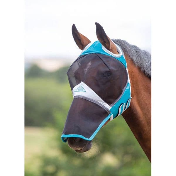 Shires Fine FlyGuard Pro Mesh Fly Mask With Ear Hole & Nose - Teal