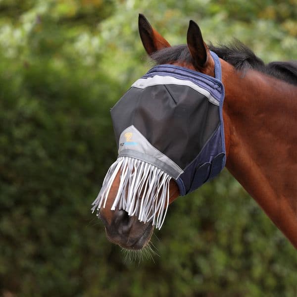 Shires FlyGuard Pro Fine Mesh Earless Fly Mask with Nose Fringe